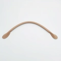 Detailed view of camel leather handbag straps featuring pre-punched stitching holes - Khaki