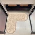 L-shaped bathroom mat with classic beige patterns for non-slip corner floor protection - 70*70cm / Khaki Classical Pattern (Style Q)