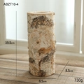Natural birch wood candle holder with glass cup 19.5cm height for festive decor - Log Style Height 19.5cm (Without Candle) (ABZT10-4)