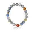 Macro shot of azurite beaded bracelet with multi-gemstone accents and gold spacers - Azurite Tiger Eye Mixed Style (WB335)