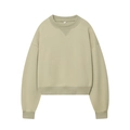 Minimalist sage green crewneck cotton sweatshirt with a casual drop shoulder silhouette - S / Yellow-Green