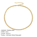 Golden 4mm stainless steel Cuban link chain necklace with lobster clasp and extension - Medium Width Short Style / Gold