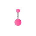 Piercing para ombligo con bolas rosas mate y barra curva de acero plateado para mujer - Estilo Bola Mate Rosa (款式一)
