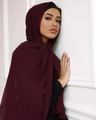 Elegant deep red bubble chiffon hijab wrap for women made of soft and breathable fabric - 175*75cm / Burgundy