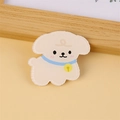 Cute acrylic cream puppy brooch with blue collar and yellow bell for bag decoration - Bell Dog