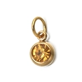 6mm round golden yellow gemstone pendant with stainless steel bezel and jump ring - [Jump Ring] November Amber Yellow