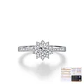 Sunflower moissanite ring in S925 sterling silver with GRA certificate and hallmarked band - US Size 5 / Silver