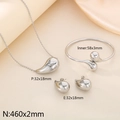 Set di gioielli in tre pezzi in acciaio inossidabile argento con gocce cave - Set Tre Pezzi Goccia d'Acqua Medio Argento (KS221027-K)