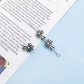 Vintage silver-plated cross beads with intricate floral engraving for DIY jewelry crafting - Vintage Floral Cross Spacer (16368) / 1 Piece (7x8mm) / Antique Silver