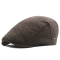 Casquette plate homme en coton marron foncé avec bouton métallique décoratif latéral - 58cm / café