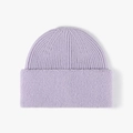 Berretto in maglia spessa viola lavanda unisex con risvolto morbido e trama a coste - Viola
