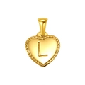 Minimalist gold-plated stainless steel heart pendant with engraved letter L detail - Heart Initial L Pendant (SP151G-L)