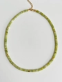 Handmade green natural stone beaded necklace with gold spacers and adjustable clasp - Jade