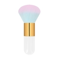 Chubby foundation brush featuring pink and blue gradient bristles with a gold ferrule - Big Chubby White Gold Blue Smurf Hair (With Net)