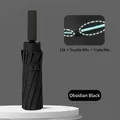 Obsidian black automatic folding umbrella with windproof 24-rib dual bone structure - [60-rib Double-rib Design + Reinforced Wind Resistance] 12k Fully Automatic Sun And Rain Umbrella Obsidian Black. / Gift Box Not Included