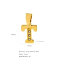 Pendentif lettre T en acier inoxydable plaqué or 18 carats avec trois zircons blancs - Lettre T
