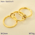 Three-piece interlinked gold rings set, 2mm width in sizes 6-9 with polished finish - US 6