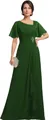 Elegant dark green chiffon maxi dress with ruffled sleeves and sequin waist detail - Green / US size 2