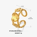 Anillo ajustable de acero inoxidable chapado en oro 18K con corazón y puntos - Anillo de Corazón Dorado
