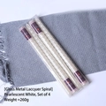 Set of four pearlescent white spiral candles with metallic finish 25.5cm tall - Metallic Paint Spiral Candle / Pearl White