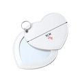 Weißer herzförmiger PU-Leder-Kosmetikspiegel mit Schlüsselanhänger, 9 cm und 29 g - Herz Weiß