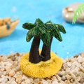 Miniature double tropical palm tree ornament on beach base for micro landscapes - Coconut Tree