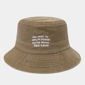 Brauner Fischerhut aus gewaschener Baumwolle mit Stickerei und Vintage-Effekt - Khaki