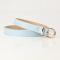 Minimalist light blue PU leather belt for women with elegant golden D-ring buckle - Blue