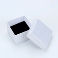 White square jewelry gift box with black lining and elegant diamond texture - Magic Grid Ice White / 5*5*3 Ring Box