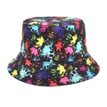 Close-up of vibrant neon graffiti print on a black fabric bucket hat with white background - M (56-58cm) / Colorful Neon Graffiti - Black Base (1#)