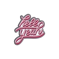Pink enamel metal brooch pin with 'hell yeah' calligraphy lettering in black frame - Hell Yeah Lettering Style (QHXZ2399)