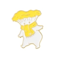 Mignonne épingle en émail champignon jaune et blanc avec placage à l'or brillant - Champignon à Écharpe Jaune