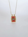 Detail of red tarot pendant necklace with evil eye and sparkling crystals for women - Rectangular Pendant / Red Eye