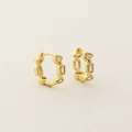 Eleganti orecchini a cerchio dorati con zirconi alternati tondi e rettangolari - Argento 925 / Oro