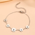 Bracciale in acciaio inossidabile argento con cinque ciondoli a fiore di margherita - Bracciale Margherita Argento (B413)