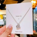 Elegante collana con ciondolo a cigno in argento e zirconi su una catena sottile - Cigno d'argento