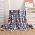 Grey blue flannel glow blanket with sports ball patterns like soccer and rugby - Rugby Football Baseball / 100*150cm