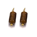 Brown stone cylindrical charms with gold metal ring and bead for DIY jewelry making - Tiger Eye Stone Bracelet