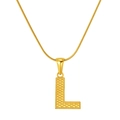 Titanium steel snake chain necklace with a textured gold-tone letter L pendant - Letter L (S-P004-L)