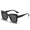 Oversize Quadratische Cat-Eye-Sonnenbrille mit dickem schwarzem Rahmen und Gläsern - Schwarzer Rahmen Graue Gläser