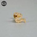 Piercing lèvre serpent en titane G23 doré orné de zircons cubiques brillants - Serpent / 1.2x8mm / Or