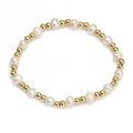 Elegant freshwater pearl and polished gold bead bracelet set on a clean white background - Freshwater Pearl Gold Bead Style (BE826GD00)