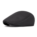 Breathable dark grey mesh newsboy cap with honeycomb vent design for summer sun protection - Adjustable / Black and Gray