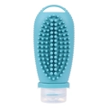 Blue silicone travel bottle with massage texture and transparent flip cap for shampoo - 100ml Ocean Blue