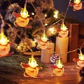 LED Christmas string lights featuring cartoon snowmen with warm yellow festive glow - Sleigh Snowman / Battery Powered: 1.5m 10LED [Steady On]