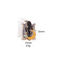 Detail view of enamel crow on crescent moon brooch with 31mm height and 21mm width dimensions - Moon Crow Style (M165#2)