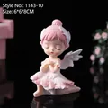 Pink resin angel girl figurine in prayer pose with wing details, size 6x6x8cm - 1143-10 Praying Pink