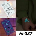 Luminous blue waterproof tattoo sticker Hi-037 featuring fox and skull designs - Hi-037 (Graffiti Art)