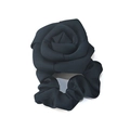 Elegant black fabric rose scrunchie with a vintage satin texture floral hair tie - Graphite