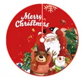 Red 90cm Christmas tree skirt featuring Santa Claus, reindeer prints and Merry Christmas text - Red Waving Santa